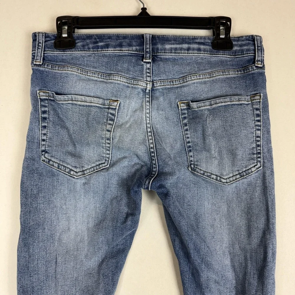 Topman‎ Jeans Mens 30x29 Blue Medium Wash Slim Skinny Distressed Stretch Denim